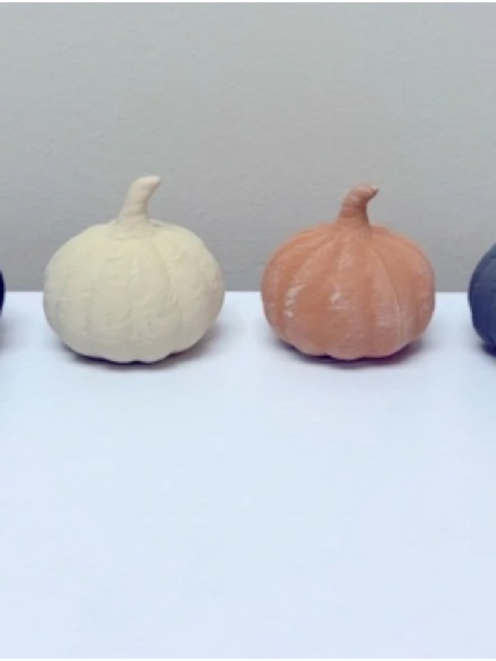 Cream and Orange Ceramic Pumpkin Duo - Holiday Accent